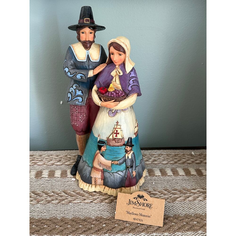 Jim Shore Heartwood Creek Pilgrim Couple "Mayflower Memories" Figurine New